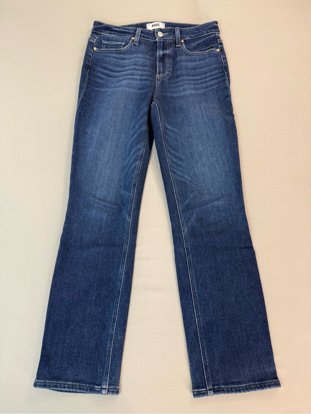 PAIGE jeans Cindy Straight Leg Size 28 Dark Blue Suncrest Excellent Condition